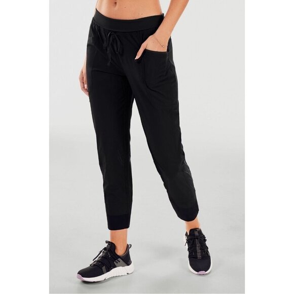 Fabletics Sleek Knit Drawstring Pant Women’s Size 4X Black High Waist Elastic - Picture 1 of 6
